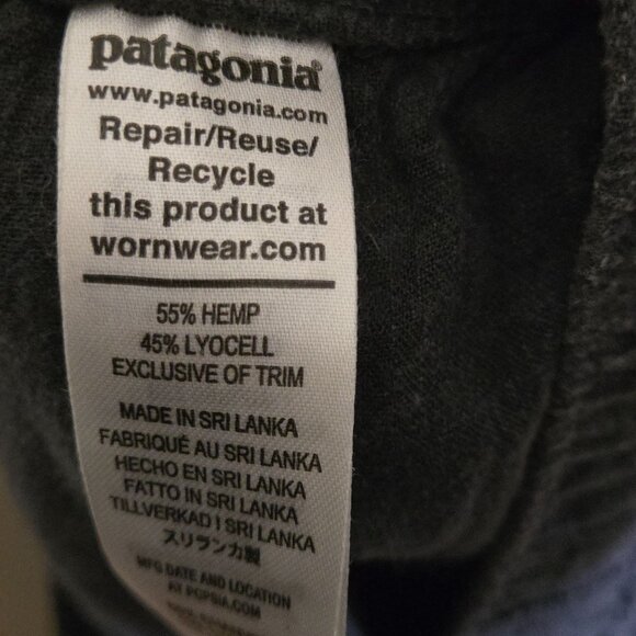 Patagonia Garden Island Pants Pull On Wide  Slit Cropped Pockets Hemp Size XL - Picture 8 of 8